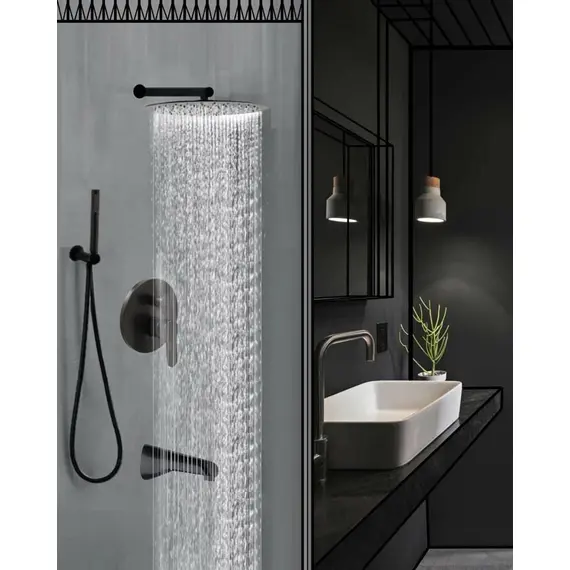 ВСТРАИВАЕМЫЙ ДУШЕВОЙ КОМПЛЕКТ СО СМЕСИТЕЛЕМ ALMAES MARITA ЧЕРНЫЙ  3 РЕЖИМА