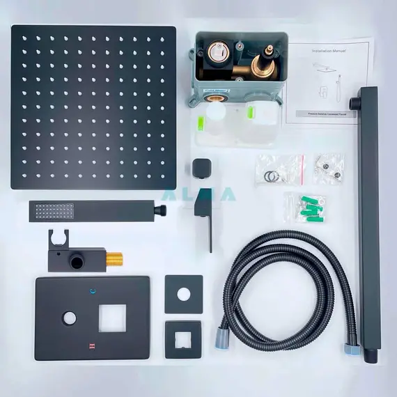 ВСТРАИВАЕМЫЙ ДУШЕВОЙ КОМПЛЕКТ ALMAES LEINE НА 2 ПОЛОЖЕНИЯ ЧЕРНЫЙ