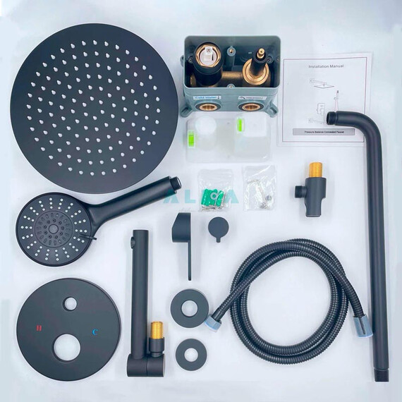 ВСТРАИВАЕМЫЙ ДУШЕВОЙ КОМПЛЕКТ СО СМЕСИТЕЛЕМ ALMAES RUVER ЧЕРНЫЙ 3 РЕЖИМА