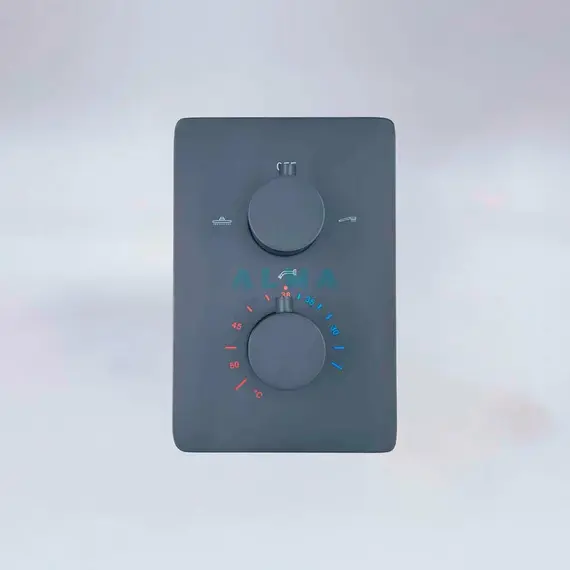 ВСТРАИВАЕМЫЙ ДУШЕВОЙ КОМПЛЕКТ ALMAES WEBER С ТЕРМОСТАТОМ НА 3 ПОЛОЖЕНИЯ ЧЕРНЫЙ