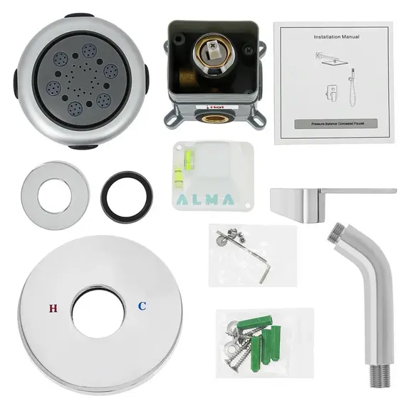ВСТРАИВАЕМЫЙ ДУШЕВОЙ КОМПЛЕКТ СО СМЕСИТЕЛЕМ ALMAES BARTIN 1 РЕЖИМ ХРОМ