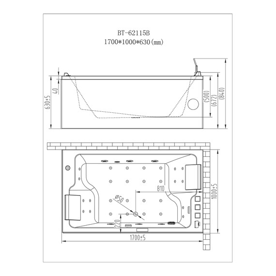 ВАННА АКРИЛОВАЯ ГИДРОМАССАЖНАЯ ORANS BT62115BL