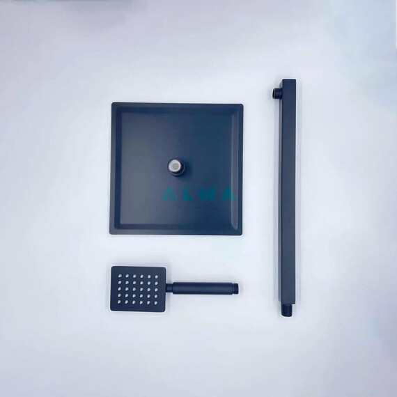 ВСТРАИВАЕМЫЙ ДУШЕВОЙ КОМПЛЕКТ ALMAES WEBER С ТЕРМОСТАТОМ НА 3 ПОЛОЖЕНИЯ ЧЕРНЫЙ