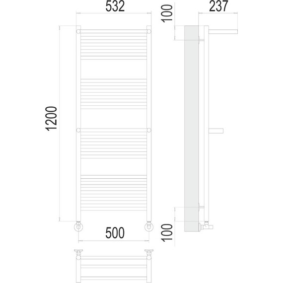 ВОДЯНОЙ ПОЛОТЕНЦЕСУШИТЕЛЬ TERMINUS АВРОРА С 2-МЯ/П П22 500Х1200