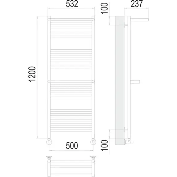 ВОДЯНОЙ ПОЛОТЕНЦЕСУШИТЕЛЬ TERMINUS АВРОРА С 2-МЯ/П П22 500Х1200