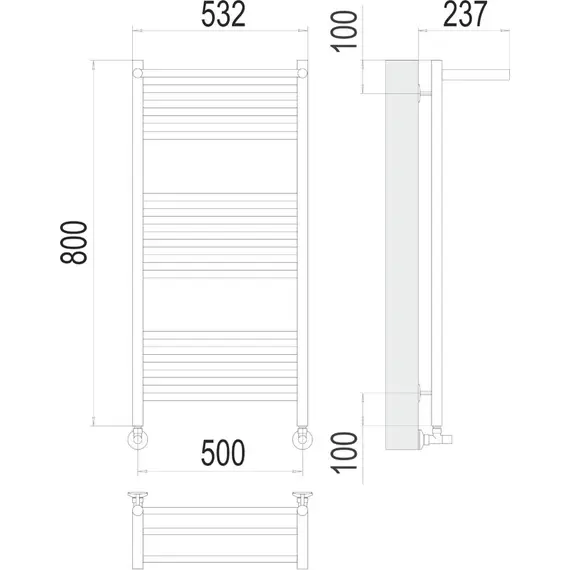 ВОДЯНОЙ ПОЛОТЕНЦЕСУШИТЕЛЬ TERMINUS АВРОРА С/П П16 500Х800