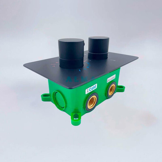 ВСТРАИВАЕМЫЙ ДУШЕВОЙ КОМПЛЕКТ ALMAES WEBER С ТЕРМОСТАТОМ НА 3 ПОЛОЖЕНИЯ ЧЕРНЫЙ