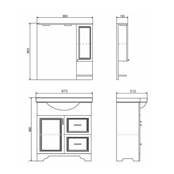 ЗЕРКАЛО-ШКАФ COMFORTY СЕВИЛЬЯ-85 СЛОНОВАЯ КОСТЬ
