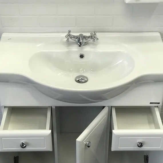 ТУМБА-УМЫВАЛЬНИК COMFORTY СОЧИ-85 БЕЛЫЙ ГЛЯНЕЦ С РАКОВИНОЙ СЕНЕЖ 87