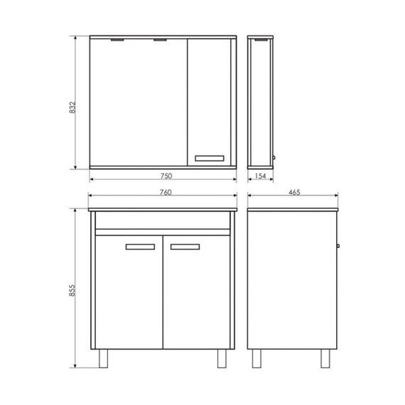 ТУМБА-УМЫВАЛЬНИК COMFORTY ТУЛУЗА-75 СОСНА ЛОРЕДО С РАКОВИНОЙ QUADRO 75