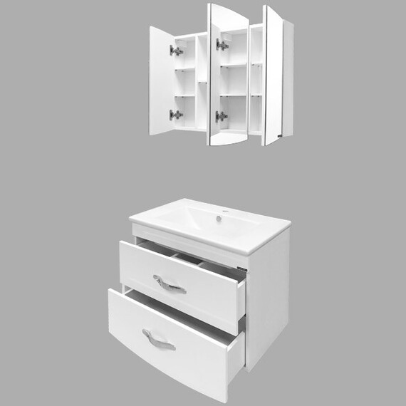 ТУМБА-УМЫВАЛЬНИК COMFORTY ЛАУРА-75-2 ПОДВЕСНАЯ БЕЛЫЙ ГЛЯНЕЦ С РАКОВИНОЙ QUADRO 75