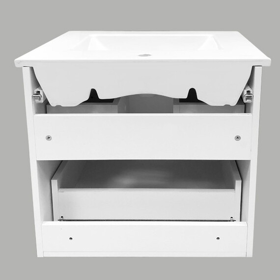 ТУМБА-УМЫВАЛЬНИК COMFORTY ЛАУРА-60-2 ПОДВЕСНАЯ БЕЛЫЙ ГЛЯНЕЦ С РАКОВИНОЙ QUADRO 60 