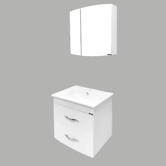 ТУМБА-УМЫВАЛЬНИК COMFORTY ЛАУРА-60-2 ПОДВЕСНАЯ БЕЛЫЙ ГЛЯНЕЦ С РАКОВИНОЙ QUADRO 60 