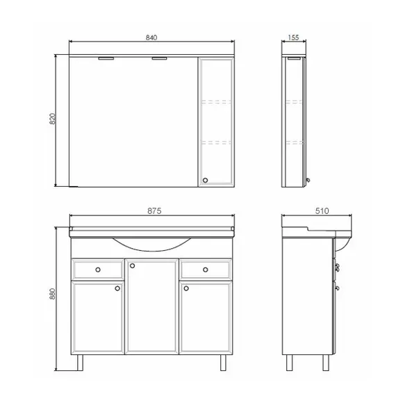 ЗЕРКАЛО-ШКАФ COMFORTY СОЧИ-85 БЕЛЫЙ ГЛЯНЕЦ
