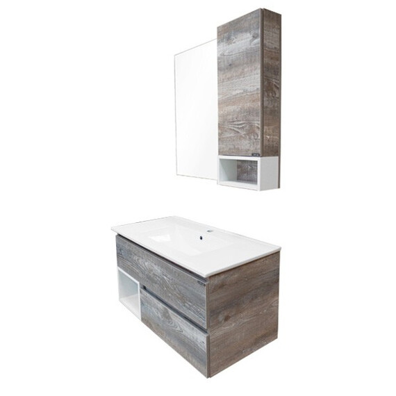 ТУМБА-УМЫВАЛЬНИК COMFORTY ТУРИН-90 ДУБ БЕЖЕВЫЙ С РАКОВИНОЙ COMFORTY 90E