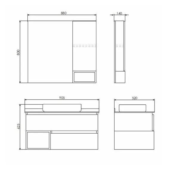 ЗЕРКАЛО-ШКАФ COMFORTY ПРАГА-90 ДУБ БЕЛЫЙ