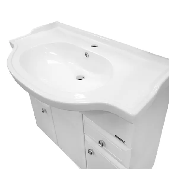 ТУМБА-УМЫВАЛЬНИК COMFORTY СОЧИ-100 БЕЛЫЙ ГЛЯНЕЦ С РАКОВИНОЙ ЭЛЬБРУС-100