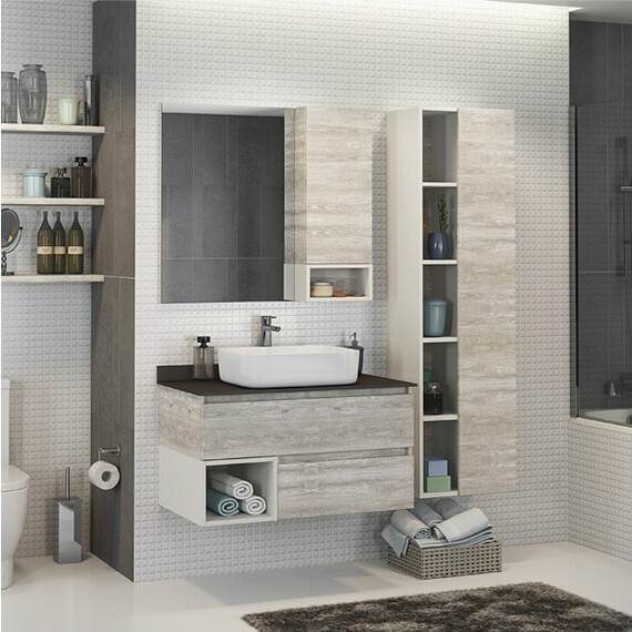 ШКАФ-КОЛОННА COMFORTY ПРАГА-45 ДУБ БЕЛЫЙ