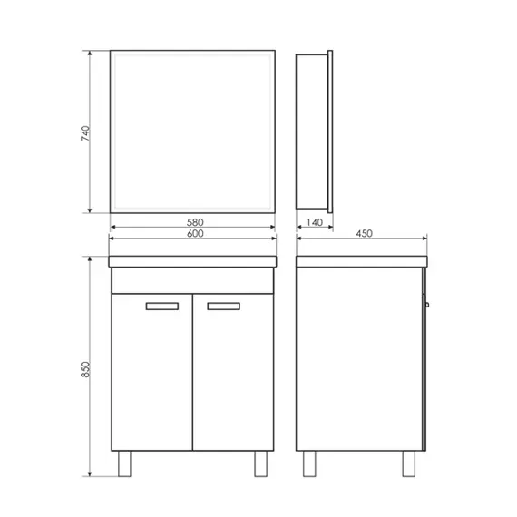 ЗЕРКАЛО-ШКАФ COMFORTY ДИАНА-60 БЕЛЫЙ ГЛЯНЕЦ