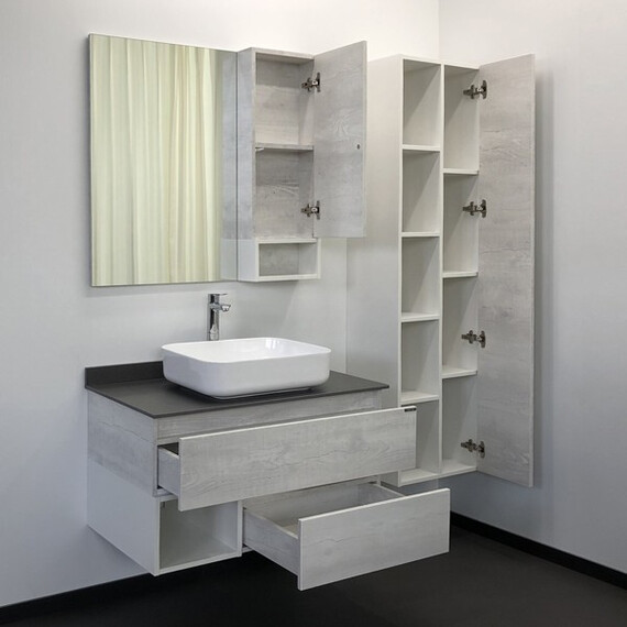 ЗЕРКАЛО-ШКАФ COMFORTY ПРАГА-90 ДУБ БЕЛЫЙ