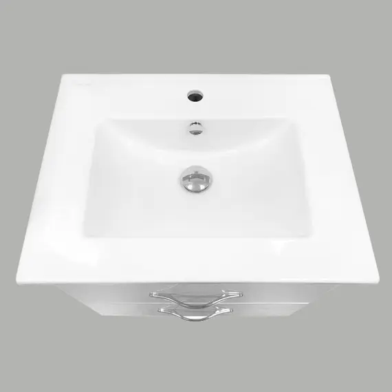 ТУМБА-УМЫВАЛЬНИК COMFORTY ЛАУРА-60-2 ПОДВЕСНАЯ БЕЛЫЙ ГЛЯНЕЦ С РАКОВИНОЙ QUADRO 60 