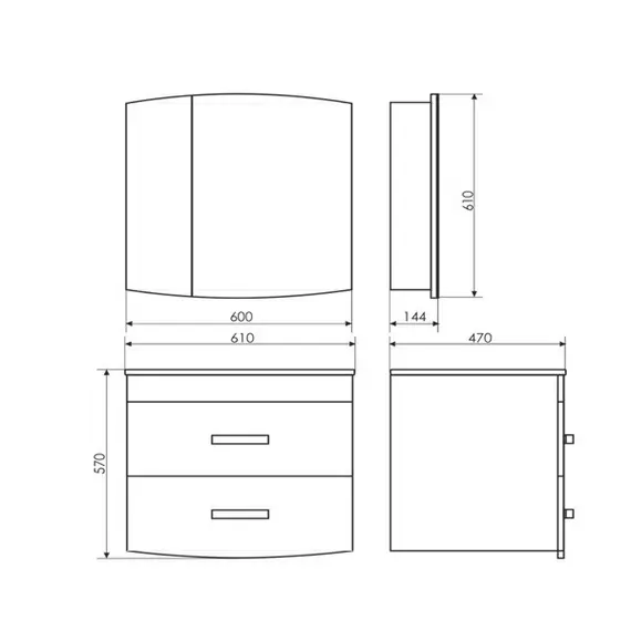ТУМБА-УМЫВАЛЬНИК COMFORTY ЛАУРА-60-2 ПОДВЕСНАЯ БЕЛЫЙ ГЛЯНЕЦ С РАКОВИНОЙ QUADRO 60 
