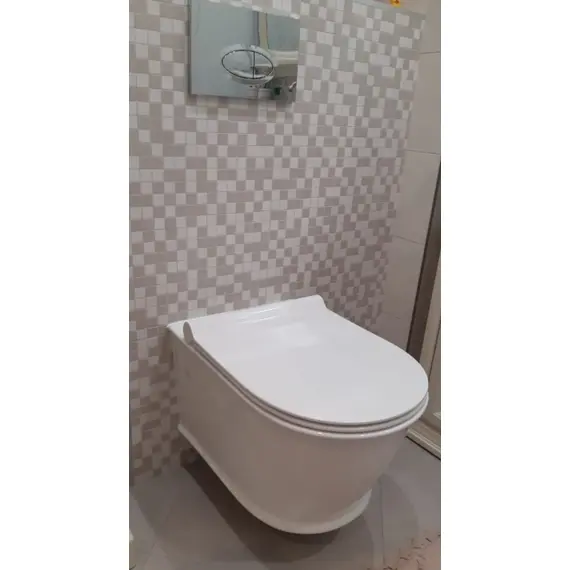 КОМПЛЕКТ УНИТАЗ ПОДВЕСНОЙ С ИНСТАЛЛЯЦИЕЙ И КНОПКОЙ ХРОМ SANTILINE SL-5009+SL01