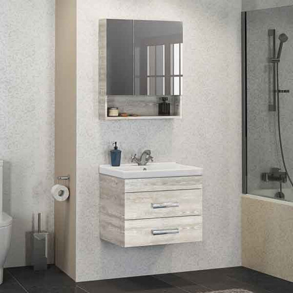 ЗЕРКАЛО-ШКАФ COMFORTY НИКОСИЯ-60 ДУБ БЕЛЫЙ