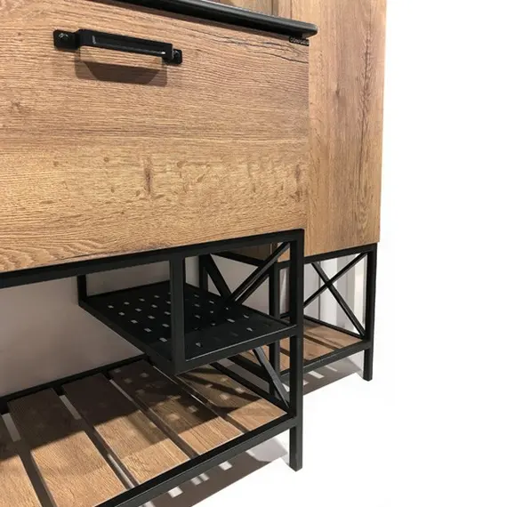 ТУМБА-УМЫВАЛЬНИК COMFORTY БРЕДФОРД-75 ДУБ ТЕМНЫЙ С РАКОВИНОЙ COMFORTY 75E ЧЕРНАЯ МАТОВАЯ