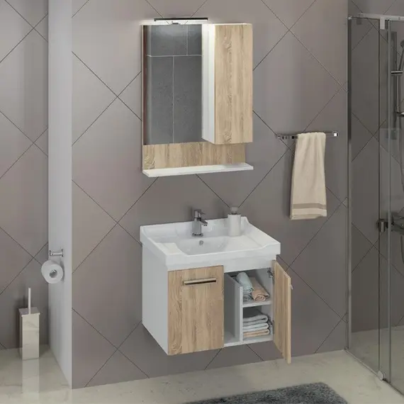 ТУМБА-УМЫВАЛЬНИК COMFORTY РИГА-60 ДУБ СОНОМА С РАКОВИНОЙ COMFORTY 9335-60