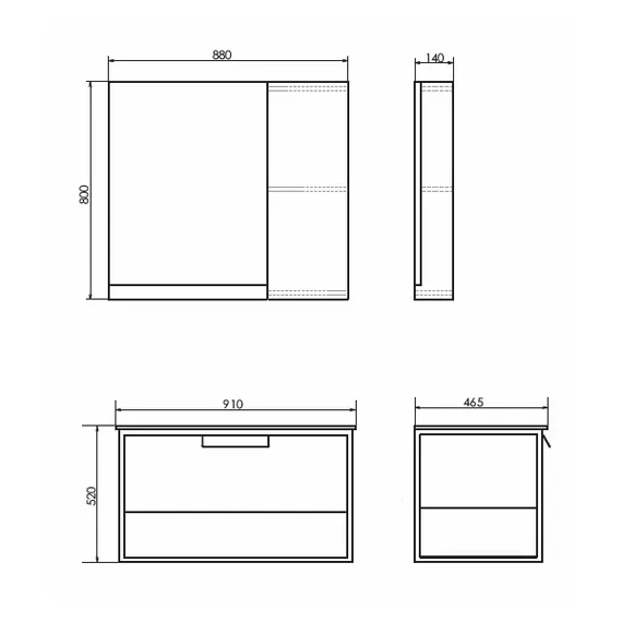 ЗЕРКАЛО-ШКАФ COMFORTY БОНН-90 ДУБ ДЫМЧАТЫЙ 