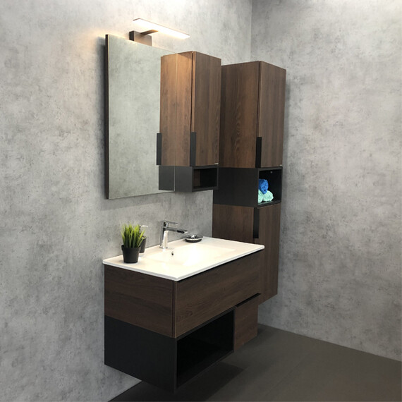 ТУМБА-УМЫВАЛЬНИК COMFORTY ФРАНКФУРТ-75 ДУБ ШОКОЛАДНО-КОРИЧНЕВЫЙ С РАКОВИНОЙ COMFORTY 75E