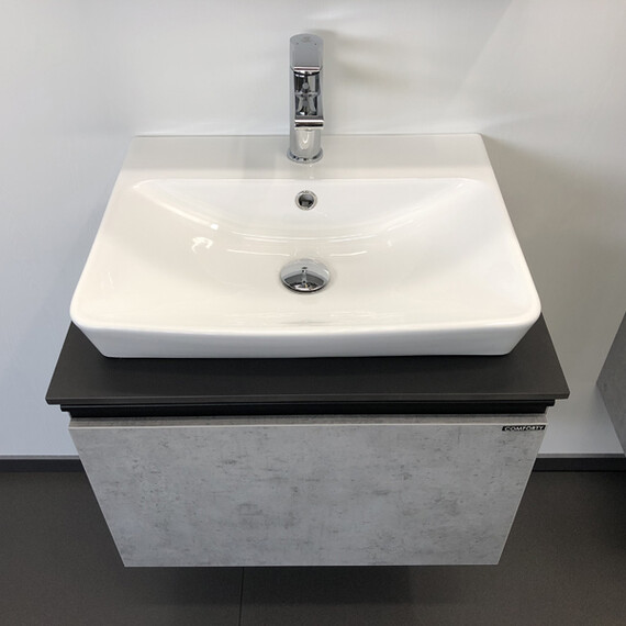 ТУМБА-УМЫВАЛЬНИК COMFORTY ЭДИНБУРГ-60 БЕТОН СВЕТЛЫЙ С ЧЕРНОЙ СТОЛЕШНИЦЕЙ №8, С РАКОВИНОЙ COMFORTY 9055RA-50