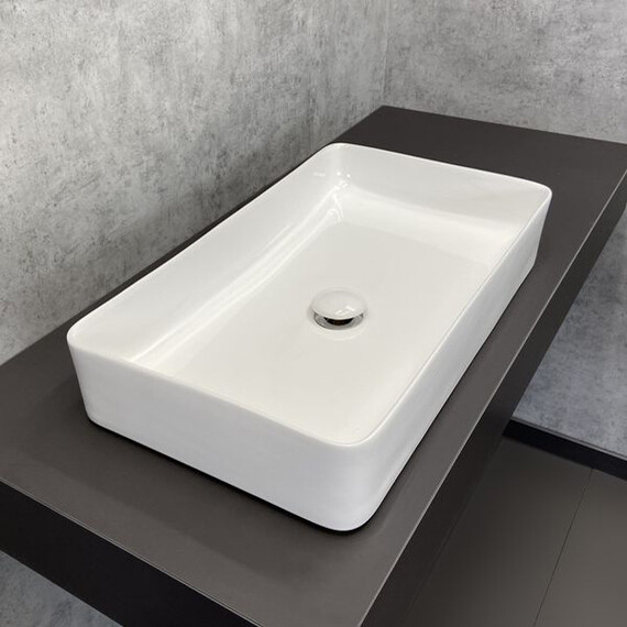 ТУМБА-УМЫВАЛЬНИК COMFORTY ЭДИНБУРГ-90 БЕТОН СВЕТЛЫЙ С ЧЕРНОЙ СТОЛЕШНИЦЕЙ, С РАКОВИНОЙ COMFORTY 78189