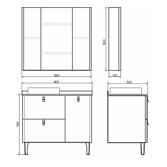 ЗЕРКАЛО-ШКАФ COMFORTY СОРРЕНТО-90 СВЕТЛО-СЕРЫЙ