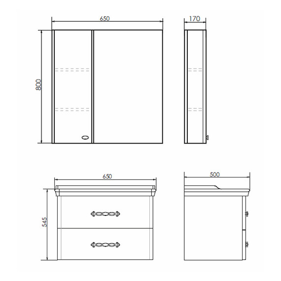 ЗЕРКАЛО-ШКАФ COMFORTY НЕАПОЛЬ-65 БЕЛЫЙ ГЛЯНЕЦ