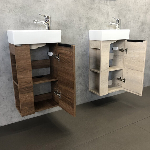 ТУМБА-УМЫВАЛЬНИК COMFORTY МАТЭ-40 ДУБ ТЁМНО-КОРИЧНЕВЫЙ С РАКОВИНОЙ CREA 40, P-UM-CRE40/1