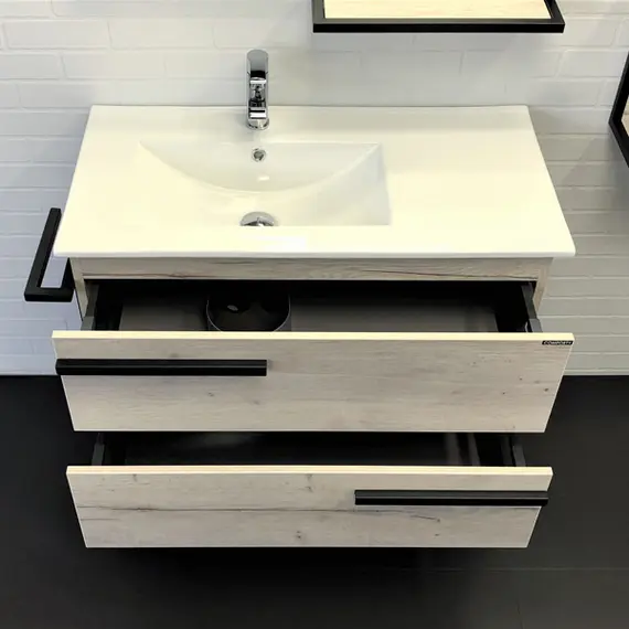 ТУМБА-УМЫВАЛЬНИК COMFORTY ДЮССЕЛЬДОРФ-90 ДУБ ДЫМЧАТЫЙ С РАК. COMFORTY 9090EL