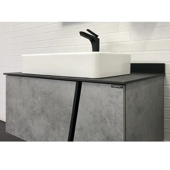 ТУМБА-УМЫВАЛЬНИК COMFORTY ЭДИНБУРГ-90 БЕТОН СВЕТЛЫЙ С ЧЕРНОЙ СТОЛЕШНИЦЕЙ, С РАКОВИНОЙ COMFORTY 78189