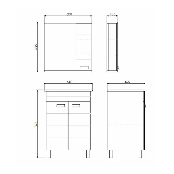 ЗЕРКАЛО-ШКАФ COMFORTY МОДЕНА М-60 БЕЛЫЙ МАТОВЫЙ