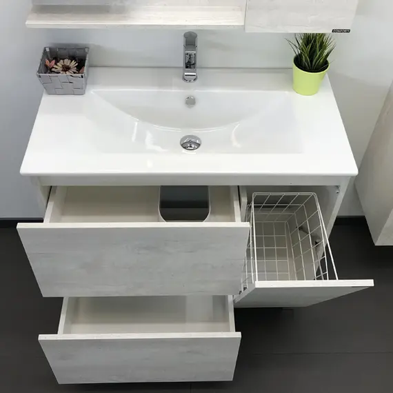 ТУМБА-УМЫВАЛЬНИК COMFORTY ВЕРОНА-90 ДУБ БЕЛЫЙ С РАКОВИНОЙ QUADRO 90