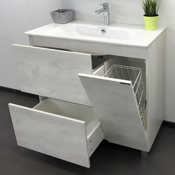 ТУМБА-УМЫВАЛЬНИК COMFORTY ВЕРОНА-90 ДУБ БЕЛЫЙ С РАКОВИНОЙ QUADRO 90