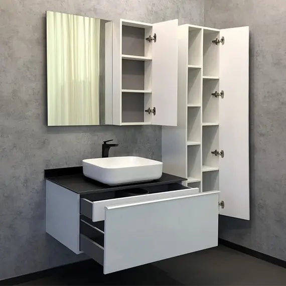 ЗЕРКАЛО-ШКАФ COMFORTY МИЛАН-90 БЕЛЫЙ ГЛЯНЕЦ