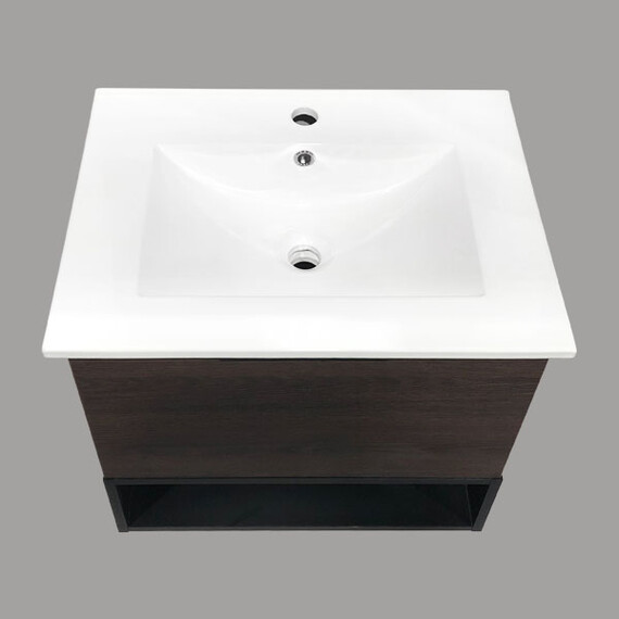 ТУМБА-УМЫВАЛЬНИК COMFORTY ФРАНКФУРТ-60 ДУБ-ШОКОЛАДНО-КОРИЧНЕВЫЙ С РАКОВИНОЙ COMFORTY 60E