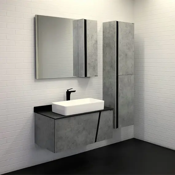 ТУМБА-УМЫВАЛЬНИК COMFORTY ЭДИНБУРГ-90 БЕТОН СВЕТЛЫЙ С ЧЕРНОЙ СТОЛЕШНИЦЕЙ, С РАКОВИНОЙ COMFORTY 78189