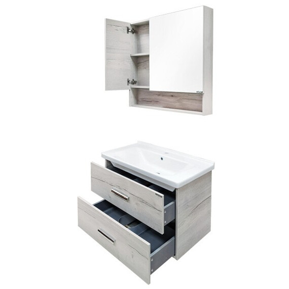 ТУМБА-УМЫВАЛЬНИК COMFORTY ПАРМА-80 ДУБ ДЫМЧАТЫЙ С РАКОВИНОЙ МИРАНДА-80