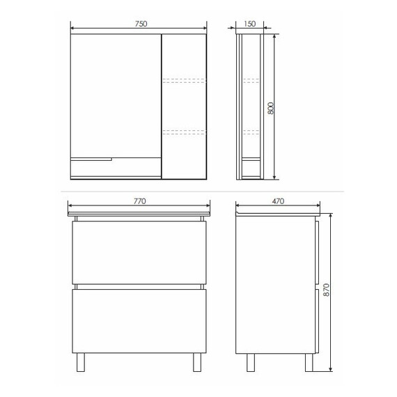 ЗЕРКАЛО-ШКАФ COMFORTY ВЕРОНА-75 ДУБ БЕЛЫЙ