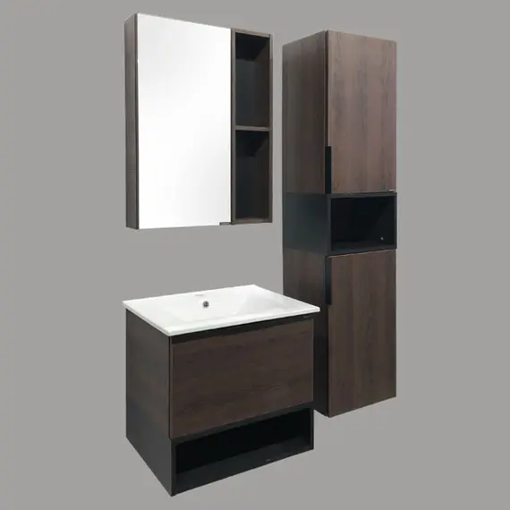 ТУМБА-УМЫВАЛЬНИК COMFORTY ФРАНКФУРТ-60 ДУБ-ШОКОЛАДНО-КОРИЧНЕВЫЙ С РАКОВИНОЙ COMFORTY 60E