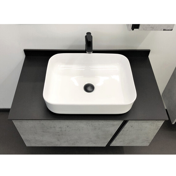 ТУМБА-УМЫВАЛЬНИК COMFORTY ЭДИНБУРГ-90 БЕТОН СВЕТЛЫЙ С ЧЕРНОЙ СТОЛЕШНИЦЕЙ, С РАКОВИНОЙ COMFORTY T-Y9378