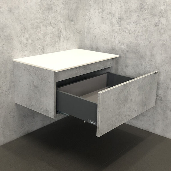 ТУМБА ПОДВЕСНАЯ COMFORTY ОСЛО-60 БЕТОН СВЕТЛЫЙ С БЕЛОЙ СТОЛЕШНИЦЕЙ